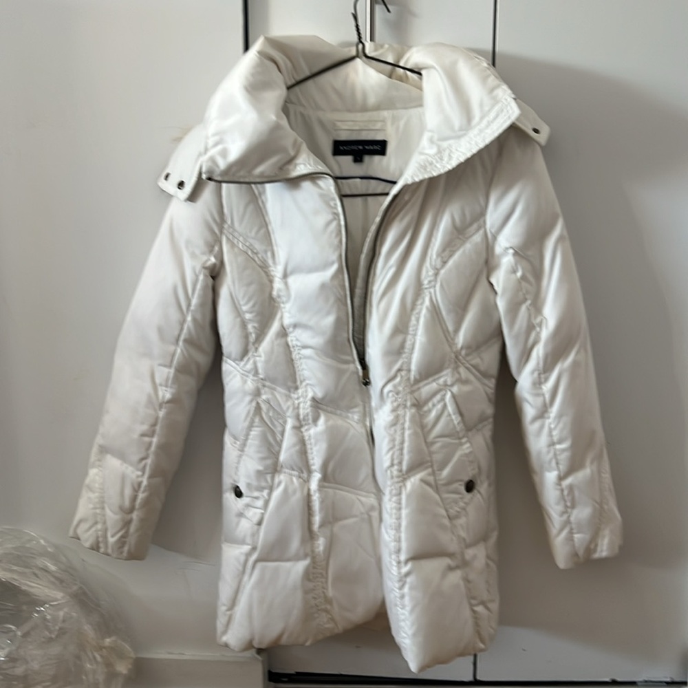 White Quilted Down Coat